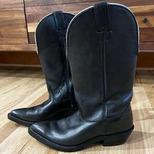 VINTAGE cowboy boots Nocona black leather made in USA size 9.5